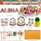 Hawaiian Luau Birthday Party Decorations 329PCS Tropical Aloha Rose Gold Party Supplies for Summer Beach Decor Disposable Dinnerware Set
